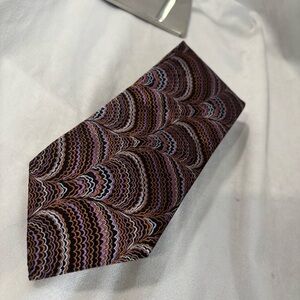 Bocara 100% Pure Silk Purple and Brown Geometric Patterned Tie